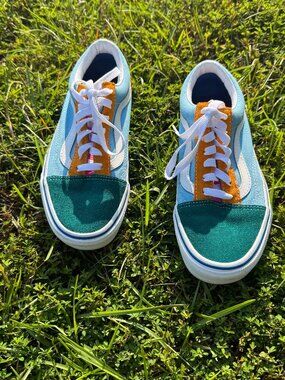 Vans Old Skool Women's Sneakers Multi Color Block Suede Canvas 7 Casual Shoes